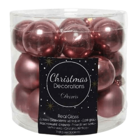 Decoris Mini julgranskulor Glas Rosa - 24 st