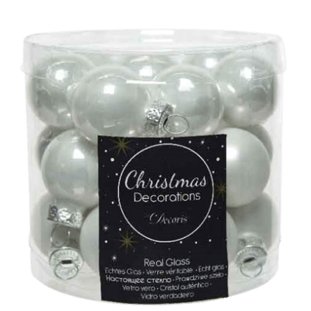 Decoris Mini julgranskulor Glas Vit - 24 st