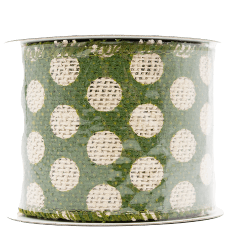Decoris Dekorationsband Natur - Grön med prickar
