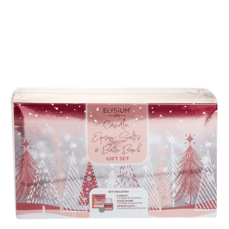 Elysium Spa Badsalt, Doftljus & Badbomb Äppeldoft Presentset – 3 st