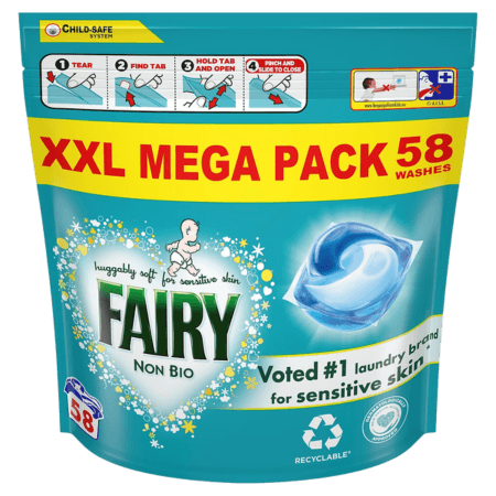 Fairy Non Bio Sensitive Skin Tvättkapslar – 58 st