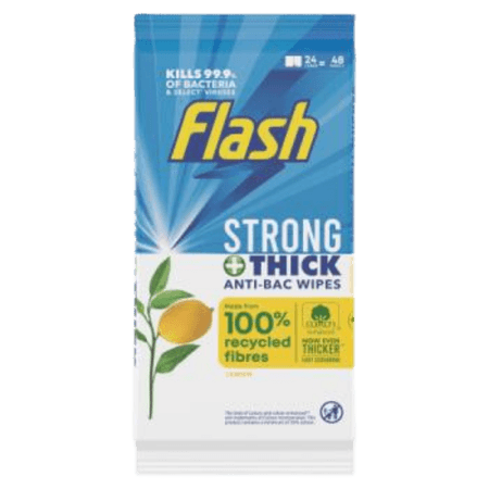 Flash Strong & Thick Anti-Bacterial Lemon Cleaning Wipes - 48 pcs