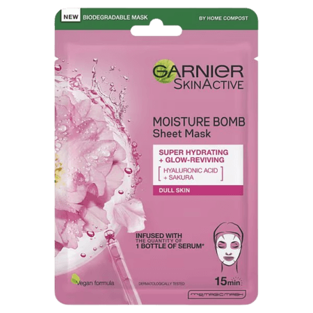 Garnier SkinActive Hyaluronic Acid & Sakura Moisture Bomb Sheet Mask