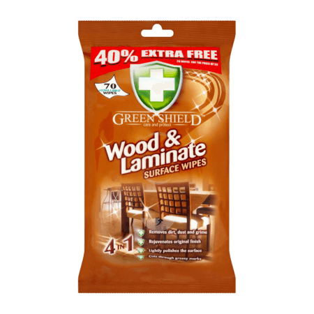 Green Shield rengöringsservetter för trä- och laminatytor - 70 st
