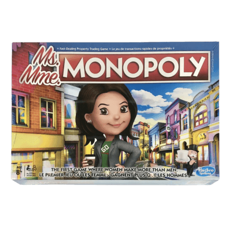 Hasbro Ms Monopoly Det första spelet där kvinnor tjänar mer än män Brädspel (engelska/franska)
