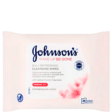 Johnson's Make-Up Be Gone 5in1 Uppfriskande rengöringsservetter - 25 st