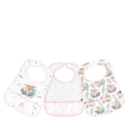Kikka Boo Eva Terry Bib With Catcher - Savanna Pink - 3 st