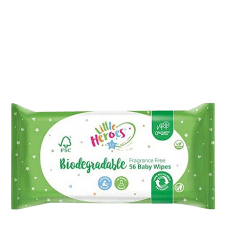 Little Heroes Biologiskt Nedbrytbara Oparfymerade Baby Wipes - 56 st