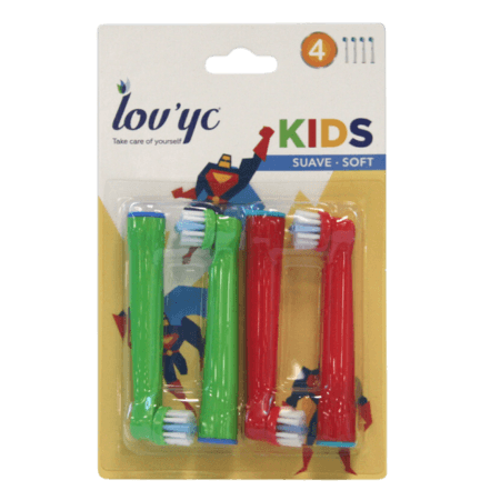 Lov'yc Barntandborsthuvuden för elektrisk tandborste Soft - 4 st