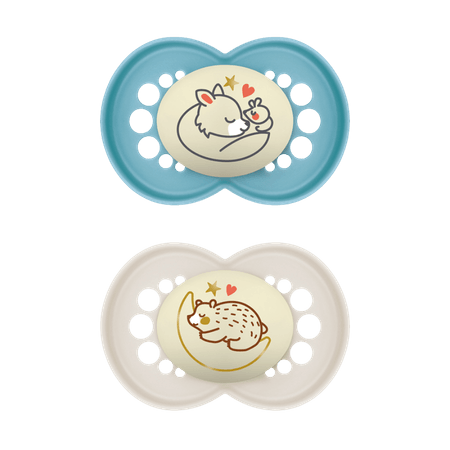 MAM Night Fox & Hedgehog Design 6M+ Napp – 2 st