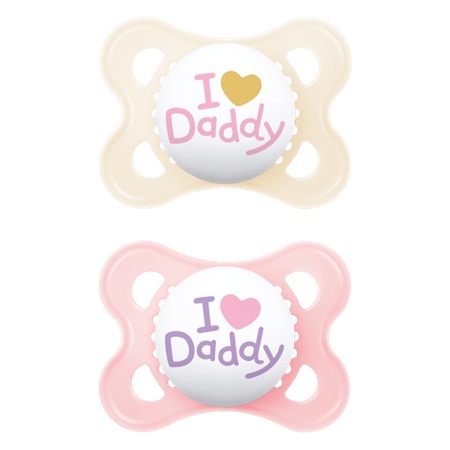 MAM Original I Love Daddy Pink & Beige Color 2–6M Napp – 2 st