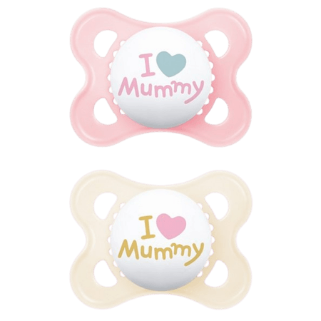 MAM Original I Love Mummy Pink & Beige Color 2–6M Napp – 2 st