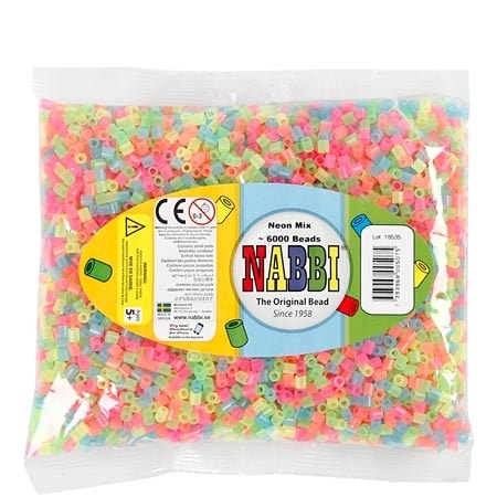 Nabbi Medium Tube Pärlor Neon Mix - 6000 st