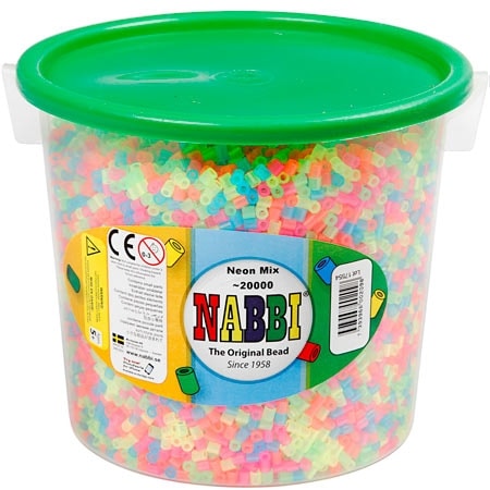 Nabbi Medium Tube Pärlor Neon Mix - 20000 st