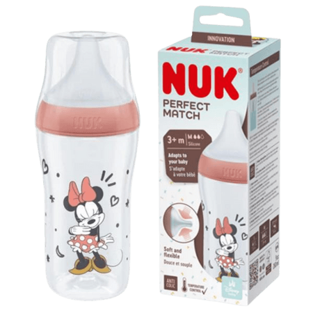 NUK Perfect Match Minnie Mouse Temperaturkontroll Mellanstor Matningsflaska – 260 ml