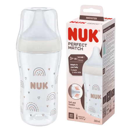 NUK Perfect Match Rainbow Temperaturkontroll Mellanstor Matningsflaska – 260 ml