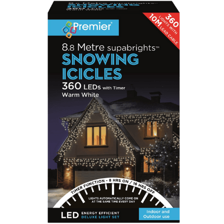 Premier 360 LED-ljuskedja Snöflinga - 8 8m