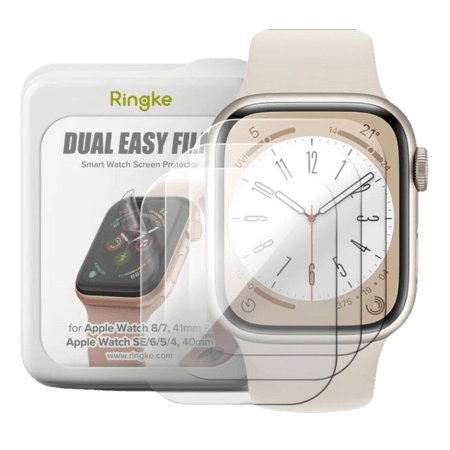 Ringke Dual Easy Film skärmskydd Apple Watch 7/8 41mm & Apple Watch SE/6/5/4 40mm 3-pack