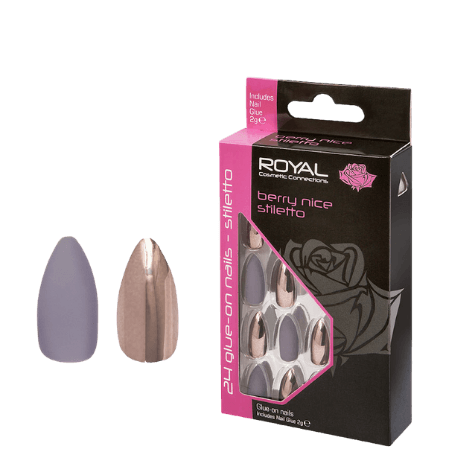 Royal Konstgjorda naglar Berry Nice Stiletto - 24 st