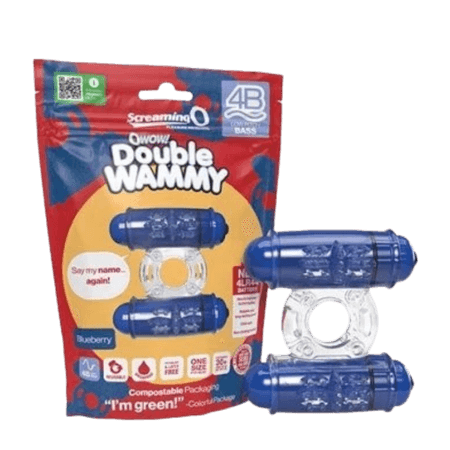 Screaming O Wow Double Whammy Vibrating Ring – Blå