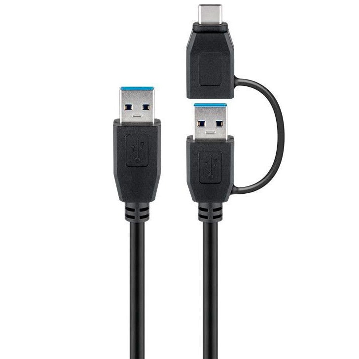 Goobay USB 3.0-kabel med USB-A till USB-C-adapter Svart - 0,5 meter